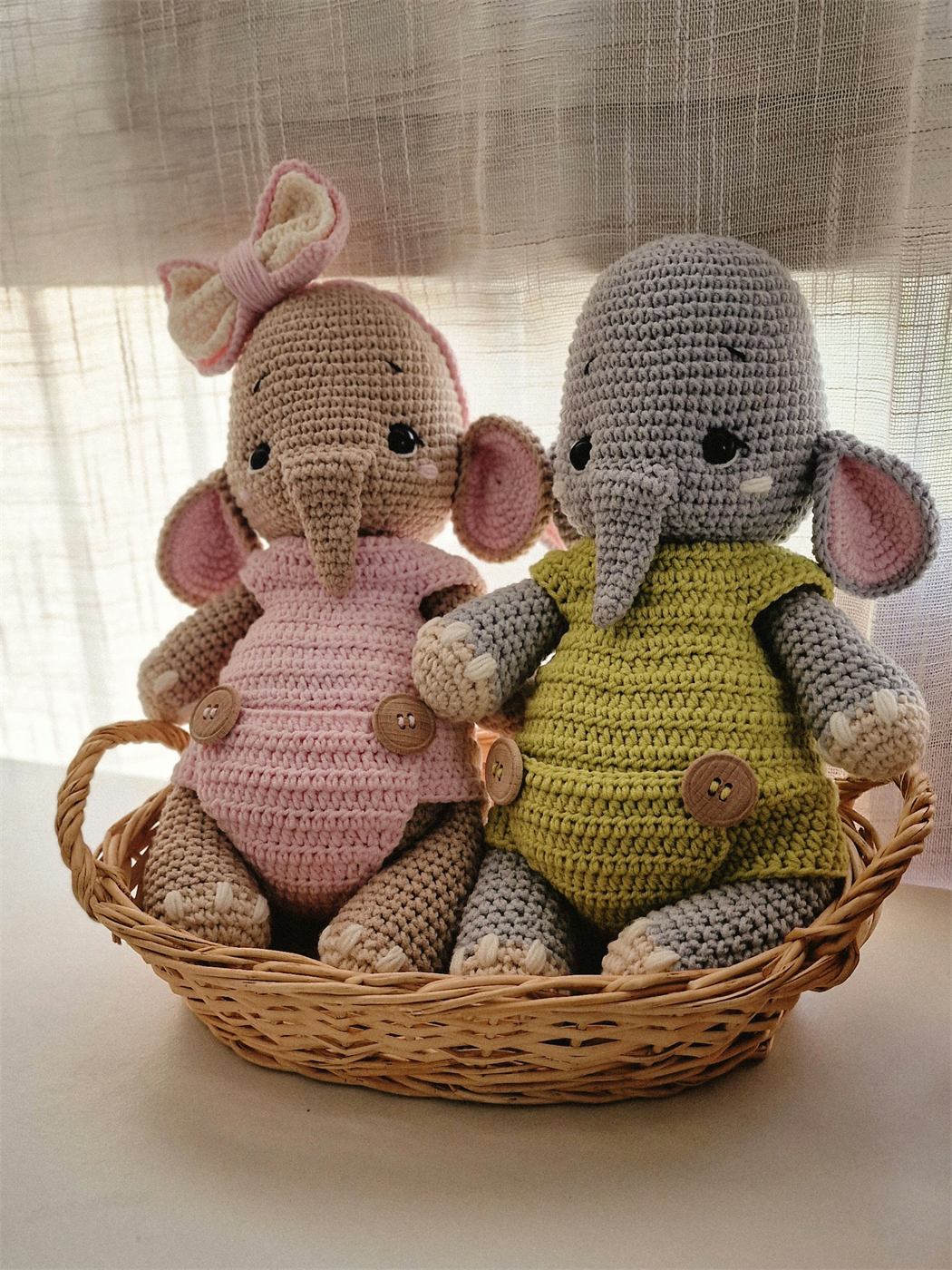 Pack de Elefantitos — amigurumi tejido a mano por Trufitas Artesanas