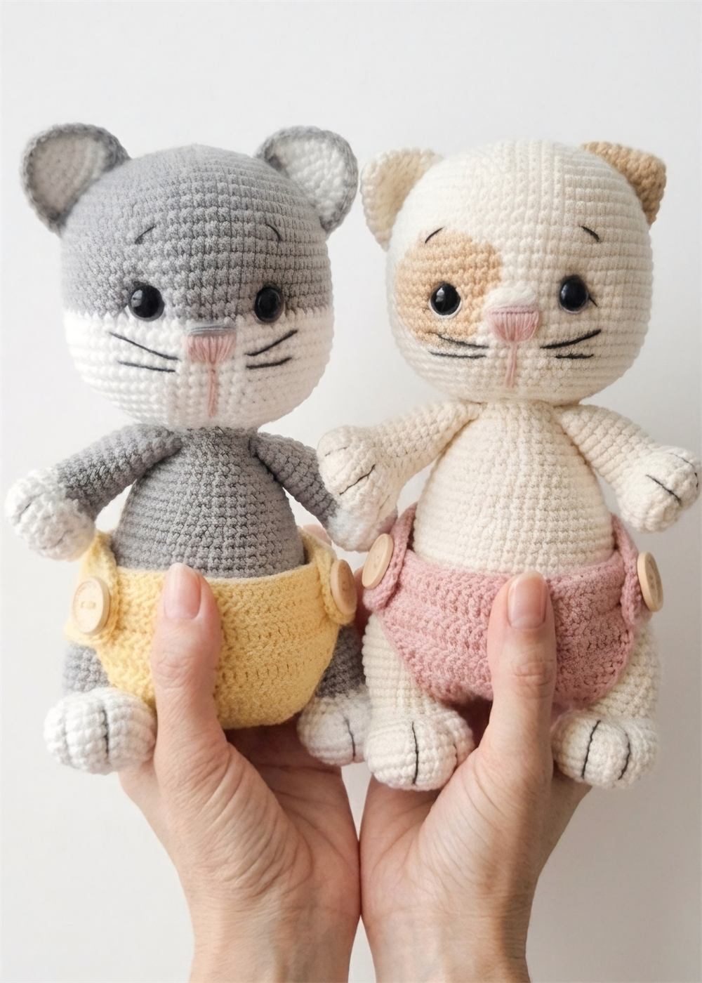 Pack Gatitos Baby Vainilla & Moka — amigurumi tejido a mano por Trufitas Artesanas